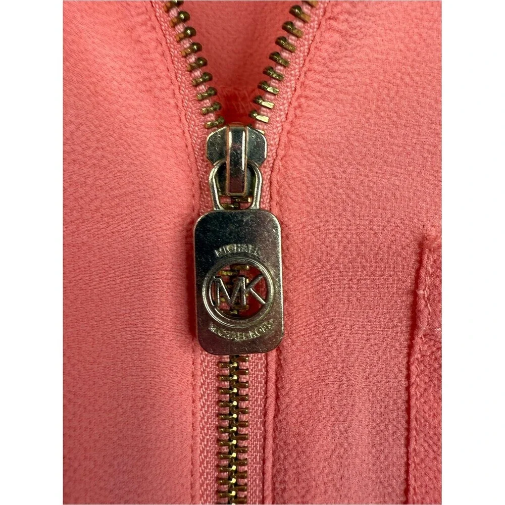 Michael Kors blouse charm zip pull Coral Zip-Front Long Sleeve Blouse